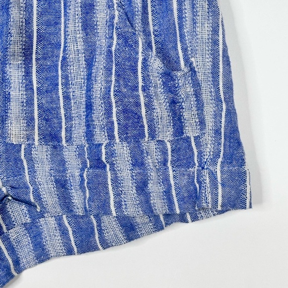 Linen Blend Striped Coastal blue white belted Shorts - Size Medium - Picture 4 of 14